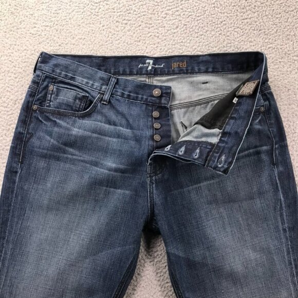 7 For All Mankind Mens 38 JARED Straight Leg Button Fly 100% Cotton Jeans 38x34 - Picture 5 of 15